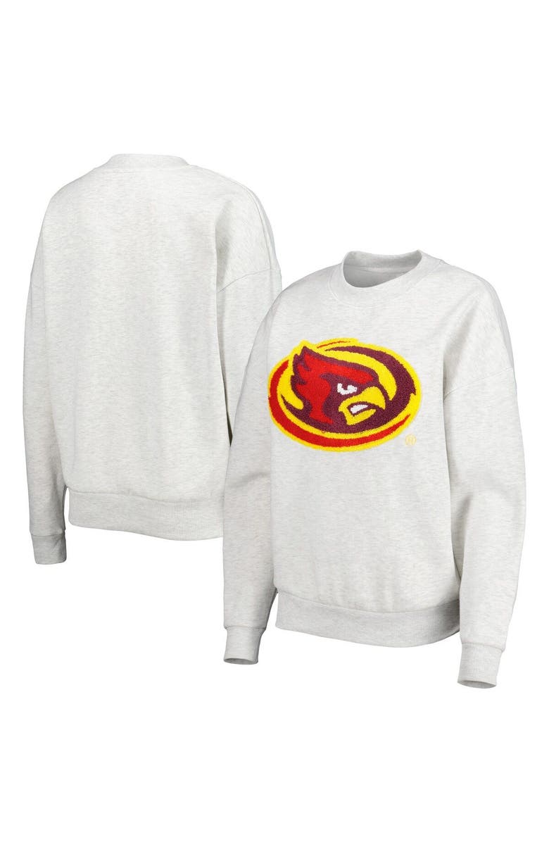 GAMEDAY COUTURE Women's Gameday Couture Heather Gray Iowa State Cyclones Chenille Patch Fleece Pullover Sweatshirt, Main, color, Heather Gray