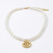 Bliss Diamond Athena 18" Pearl 18k Gold Plated Pendant Necklace