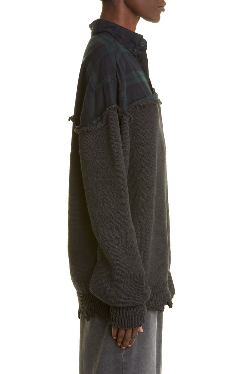 Balenciaga Mixed Media Oversize Cotton Blend Top, Alternate, color, 