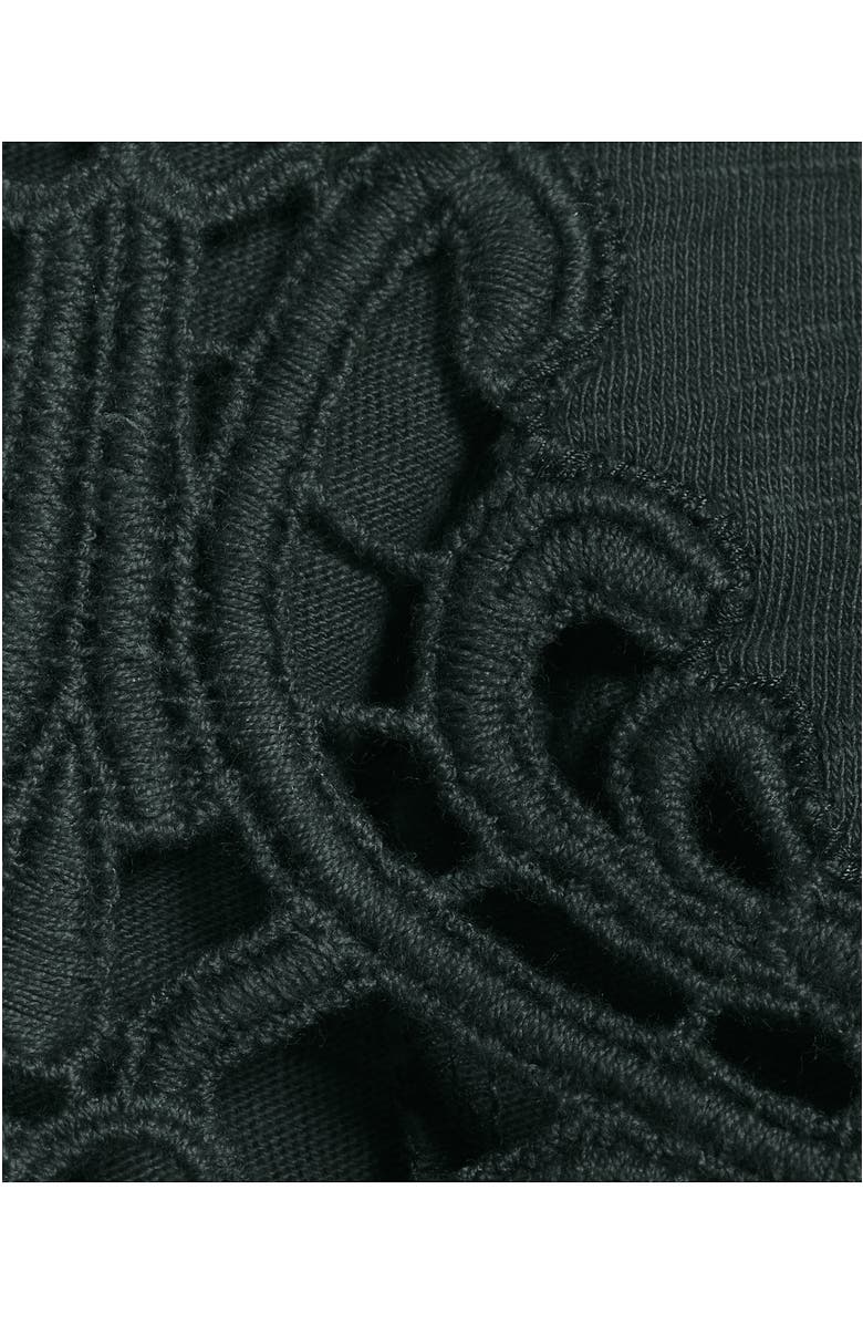 Lands' End Elbow Sleeve Slub Lace Trim T-Shirt, Alternate, color, Evening Forest