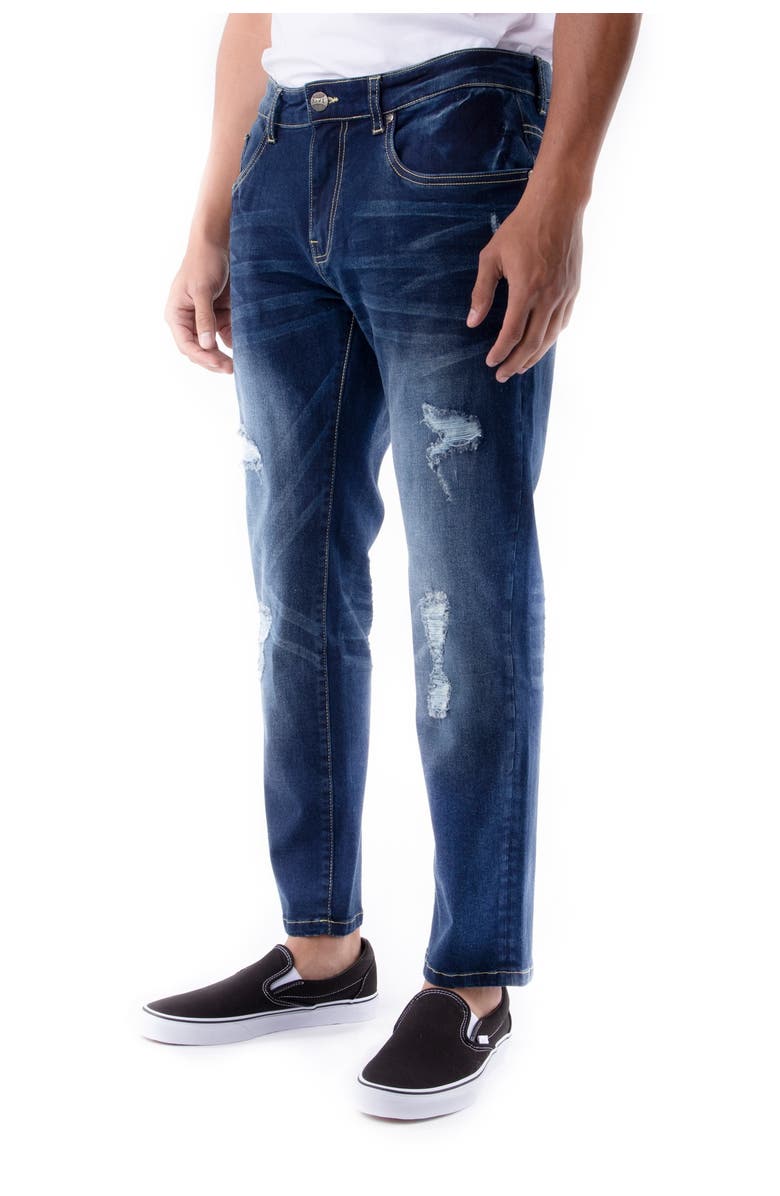 XRAY Skinny-Fit Distressed Stretch Jeans, Alternate, color, Dark Blue