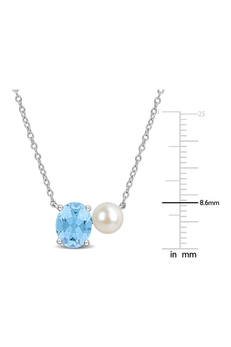 6-6.5mm Cultured Freshwater Pearl & Blue Topaz Pendant Necklace - 2.25ct., Alternate, color, BLUE