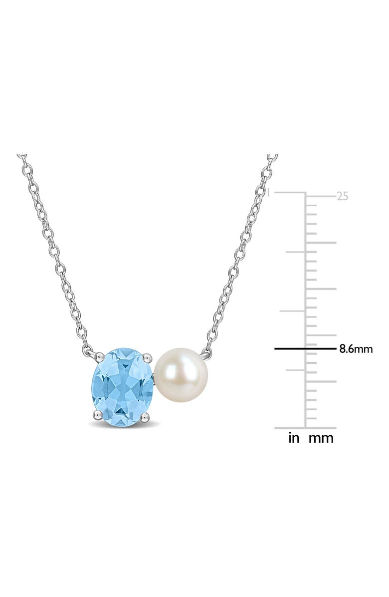 DELMAR 6-6.5mm Cultured Freshwater Pearl & Blue Topaz Pendant Necklace - 2.25ct., Alternate, color, 