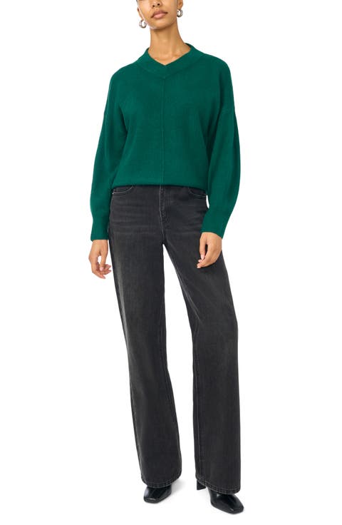 V-Neck Seamed Sweater