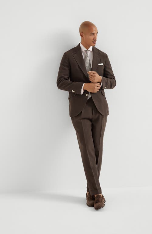 Brunello Cucinelli Linen Trousers In Brown