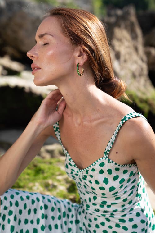 Classicharms Serena Molten Gemstone Hoop Earrings In Green