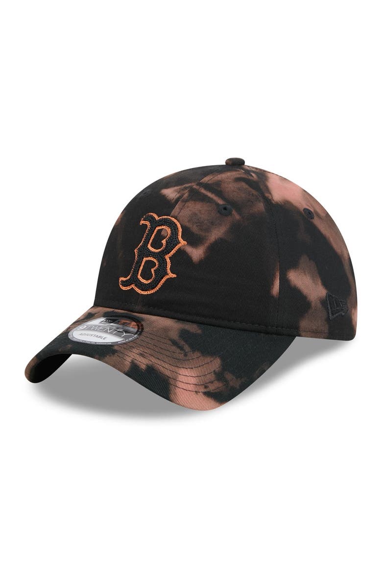 Men's New Era  Black Boston Red Sox Bleach Wash 9TWENTY Adjustable Hat, Main, color, Black