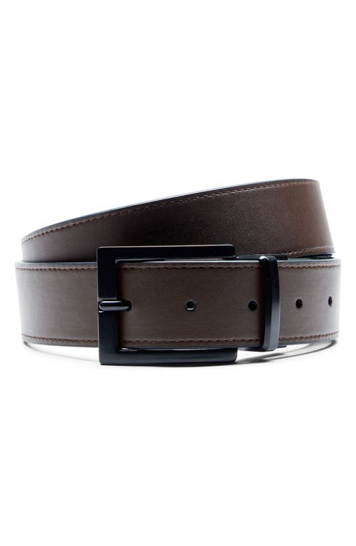 Nike Reversible 2-row Stitch Feather Edge Belt In Black/dark Brown