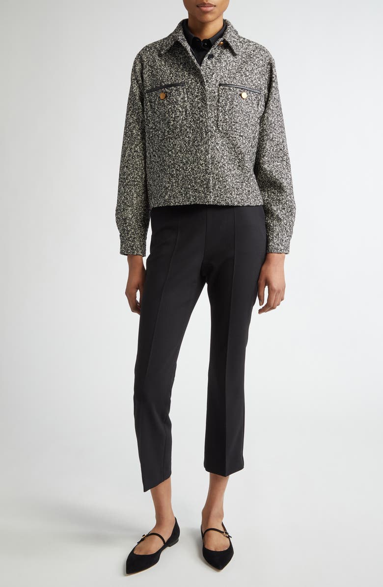 Max Mara Demien Wool Blend Tweed Jacket, Alternate, color, Black White