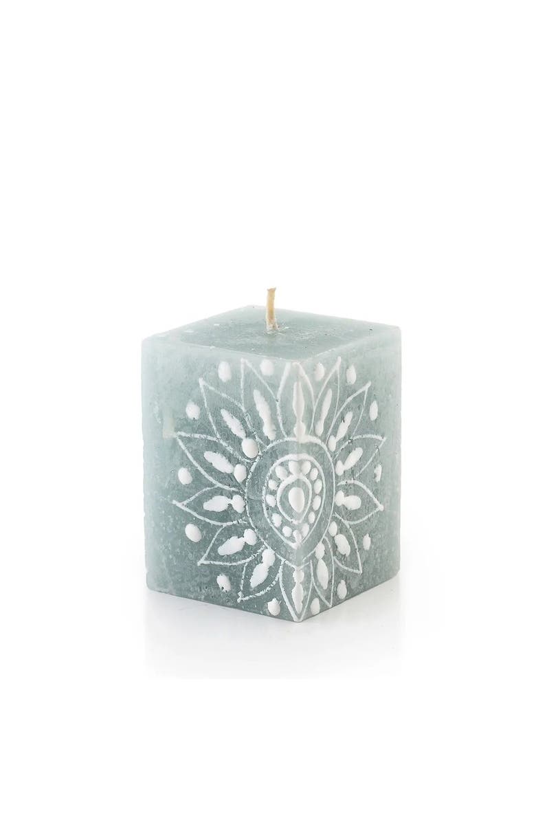 Thumbprint Artifacts Henna Duck Egg Painted Cube Candle, Main, color, Henna Duck Egg - 2X2x3"