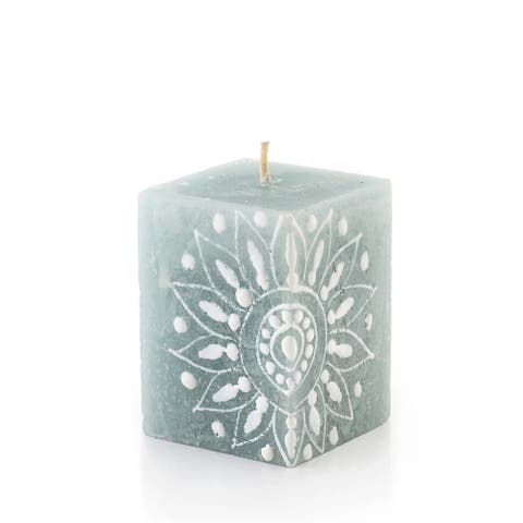 Henna Duck Egg Painted Cube Candle