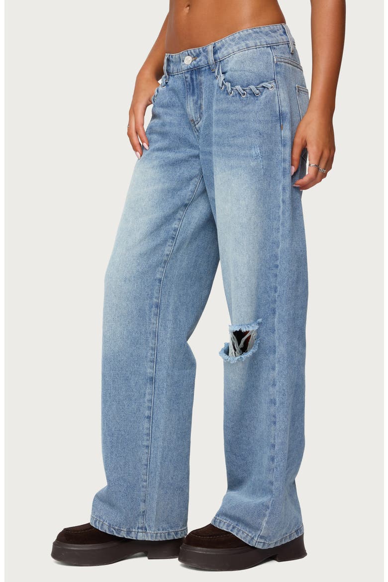 Dutton Distressed Low Rise Jeans, Alternate, color, LIGHT-BLUE