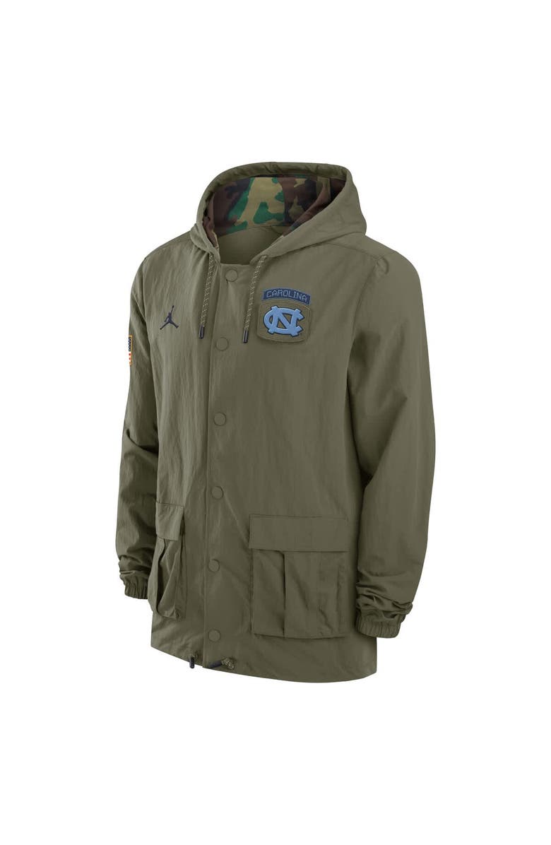 Jordan Brand Men's Jordan Brand Olive North Carolina Tar Heels 2024 Military Appreciation Full-Snap Hoodie Military Jacket, Alternate, color, 