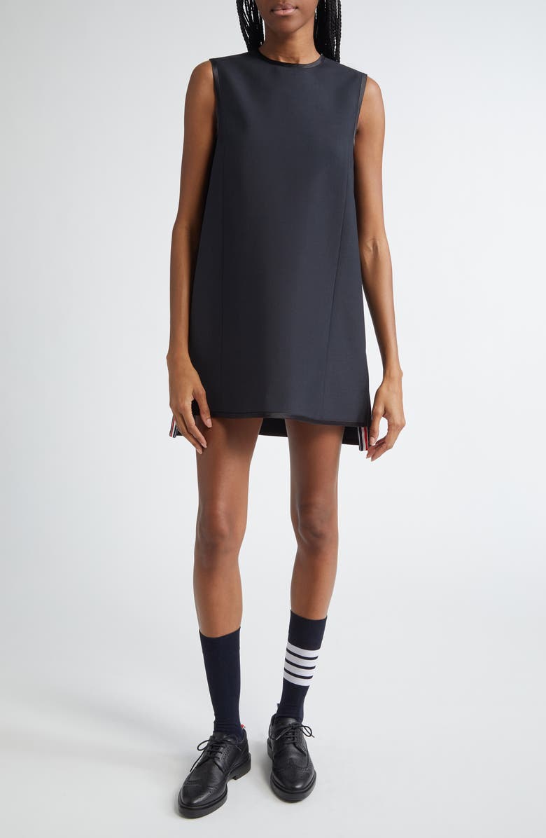 Thom Browne School Uniform Wool Blend Shift Minidress, Main, color, Black