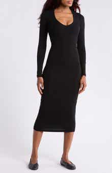 Stretch Lotus Deep V Long Sleeve Dress