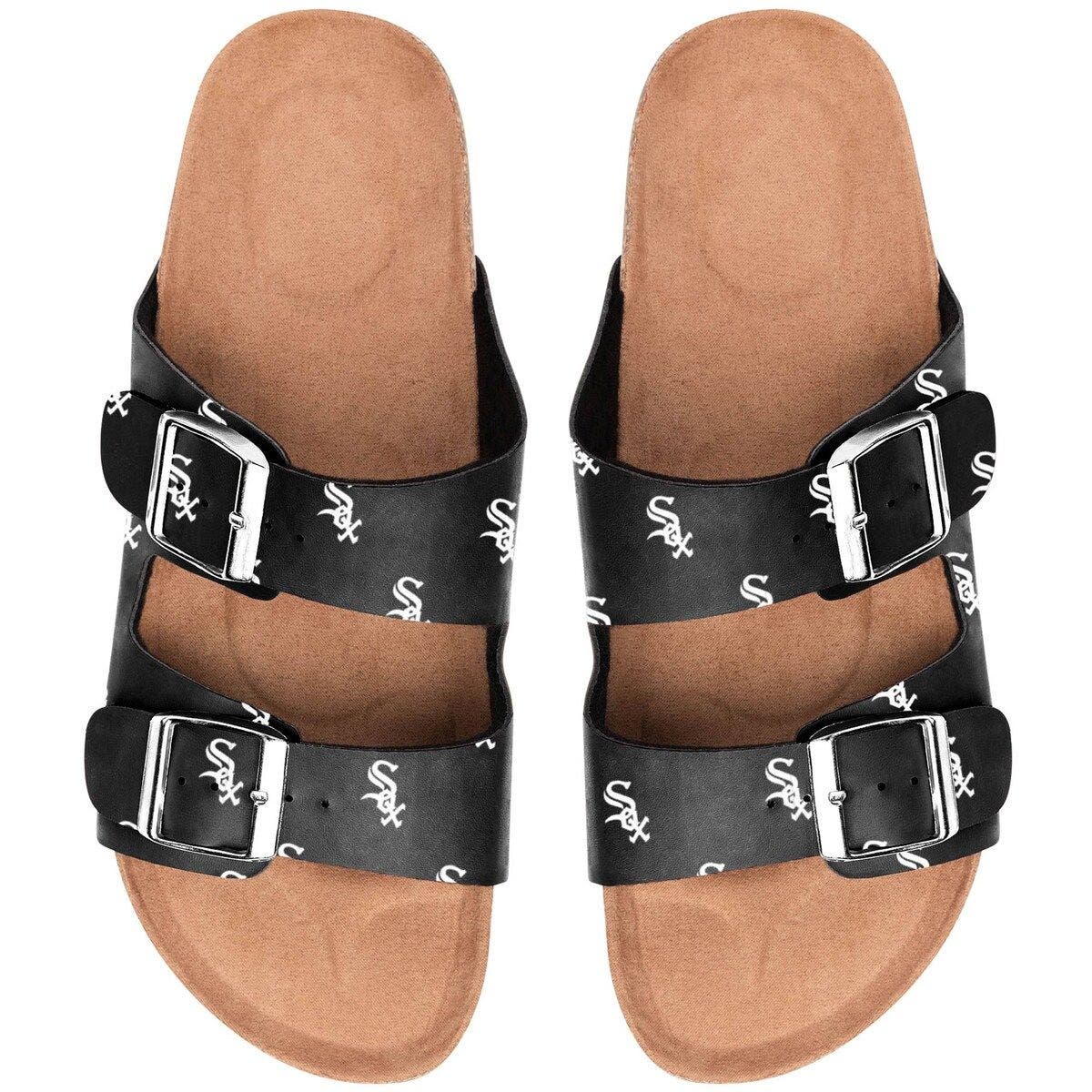FOCO Women's Chicago White Sox Mini Print Double Buckle Sandal, Main, color, 
