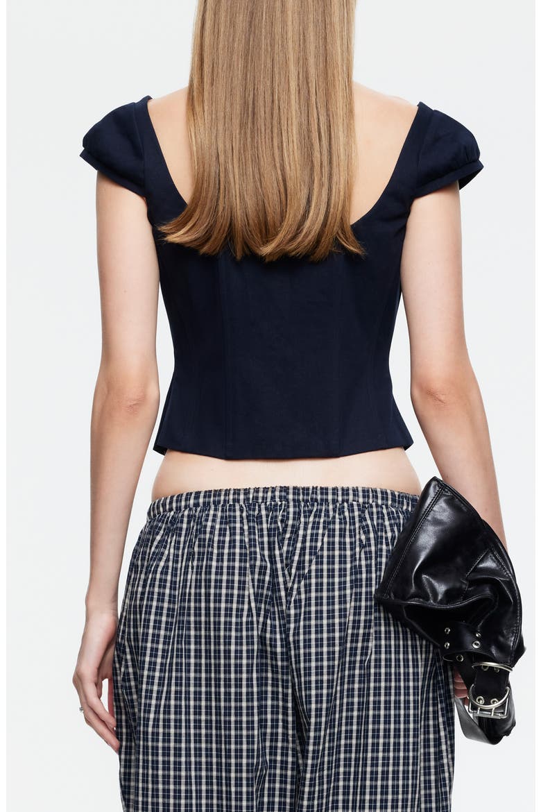 Inzio Cotton Corset Top & Scarf Set, Alternate, color, NAVY
