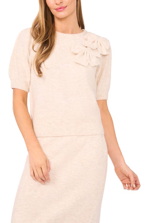 Bow Detail Puff Sleeve Sweater