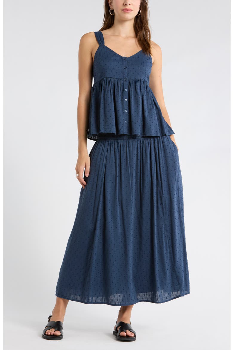 Clip Dot Midi Skirt, Main, color, NAVY DIPPER