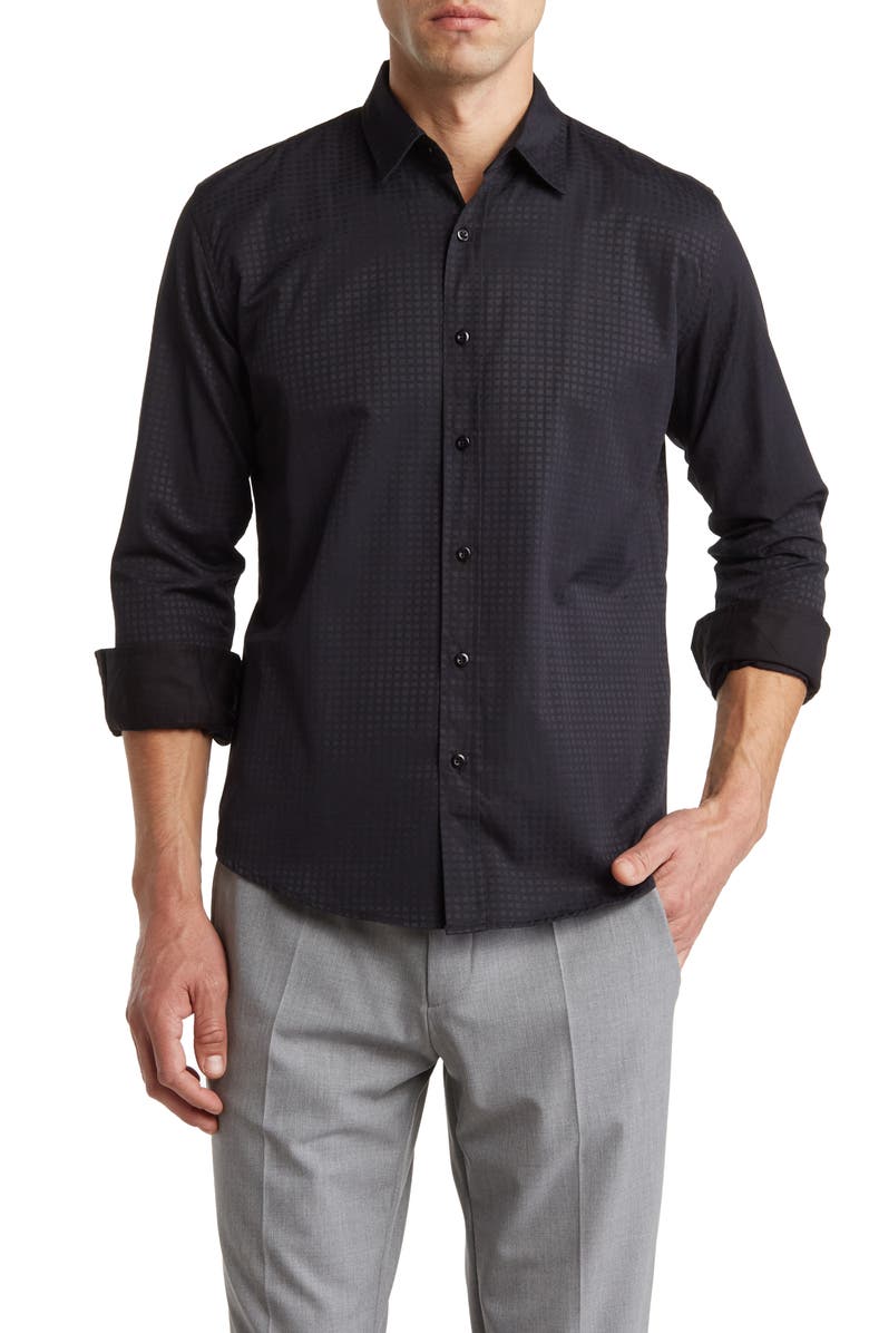 T.R. PREMIUM Dobby Long Sleeve Button-Up Shirt, Main, color,