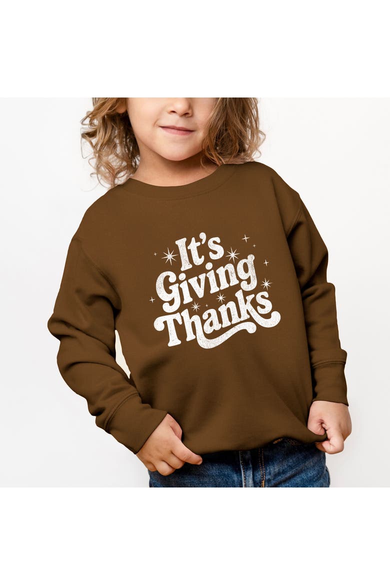 Its Giving Thanks Toddler Graphic Sweatshirt, Main, color, Camel