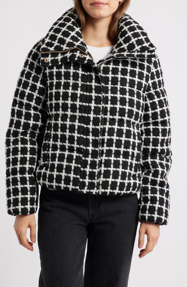 BCBG Tweed Quilted Puffer Jacket, Alternate, color, 