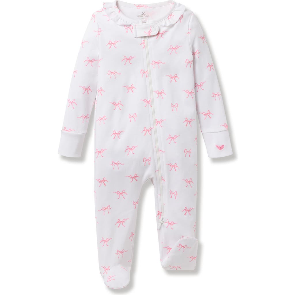 Petite Plume Fitted Cotton Footie In White