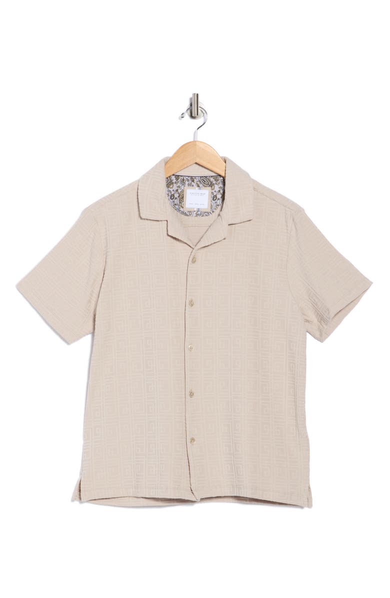 DENIM AND FLOWER Sand Textured Camp Shirt, Alternate, color, Sand