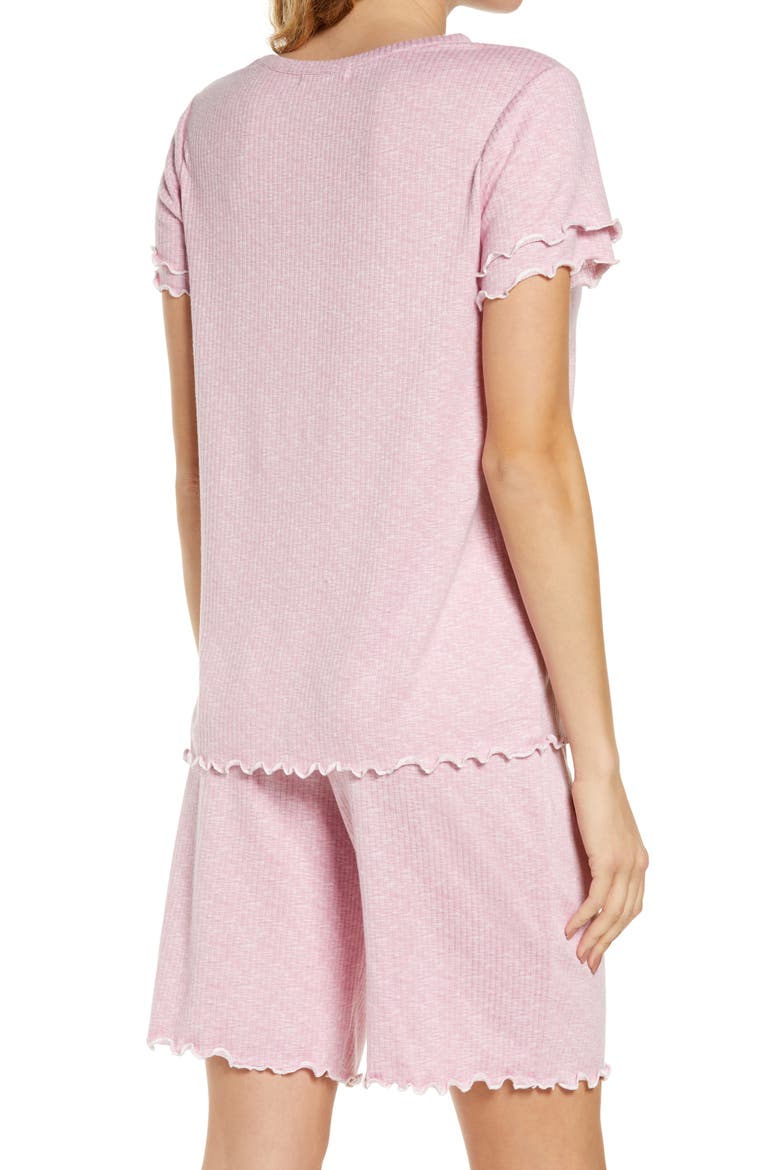 Lettuce Edge Short Pajamas, Alternate, color, CAMEO PINK SPACE DYE RIB