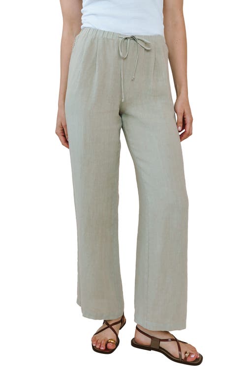 Bella Dahl Wide Leg Linen Pants in Green Tea at Nordstrom, Size Large
