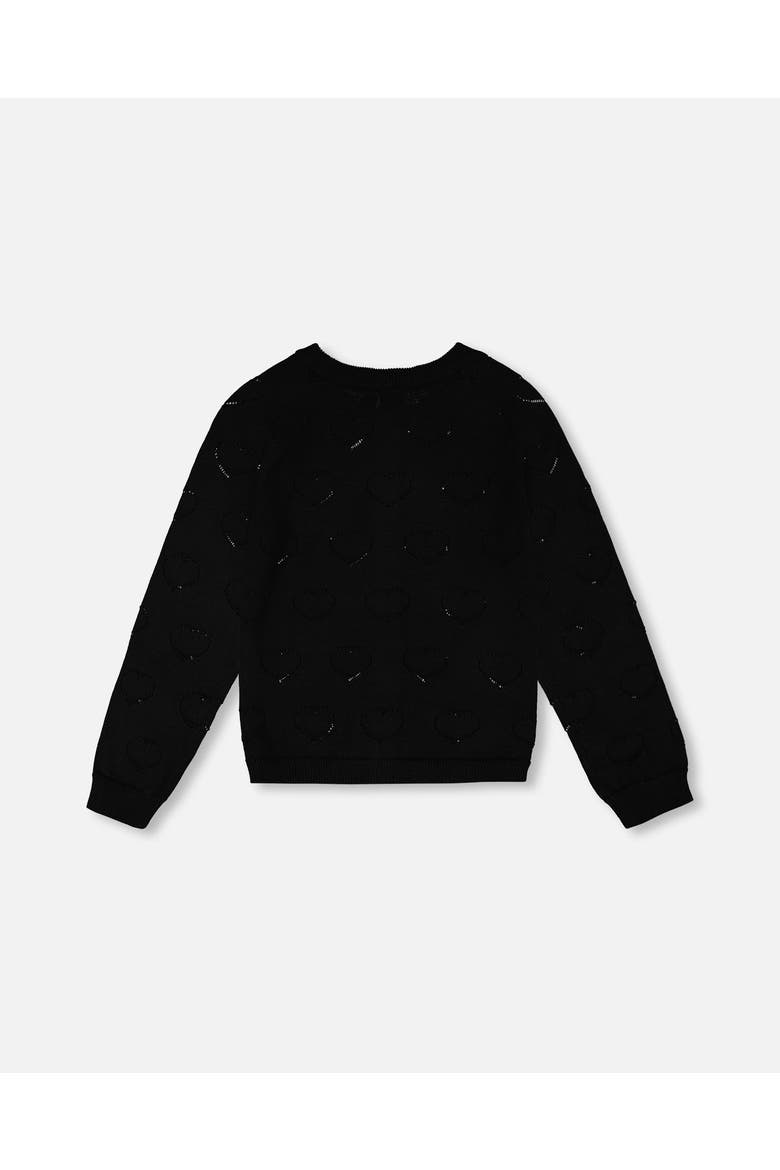 Pointelle Knit Long Sleeve Cardigan, Alternate, color, Black