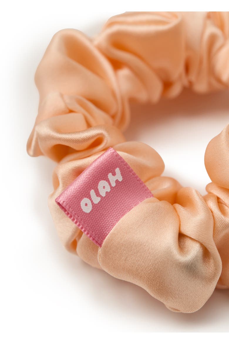 Bunny Ear Silk Hair Tie Scrunchie, Alternate, color, Apricot