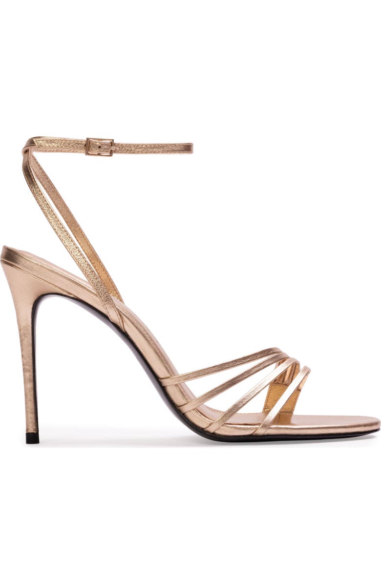 BLACK SUEDE STUDIO Ella 100 Metallic Sandal, Main, color, Gold Metallic