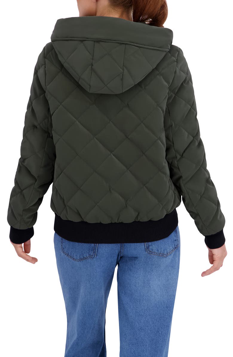 Ookie & Lala Quilted Hooded Bomber Jacket, Alternate, color, Military