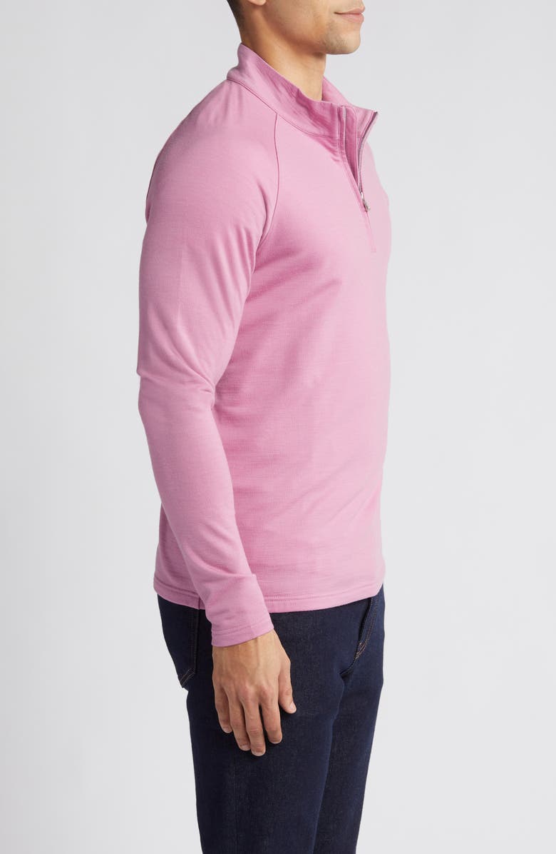 Peter Millar Crown Crafted Excursionist Flex Merino Wool Blend Quarter Zip Pullover, Alternate, color, Valencia