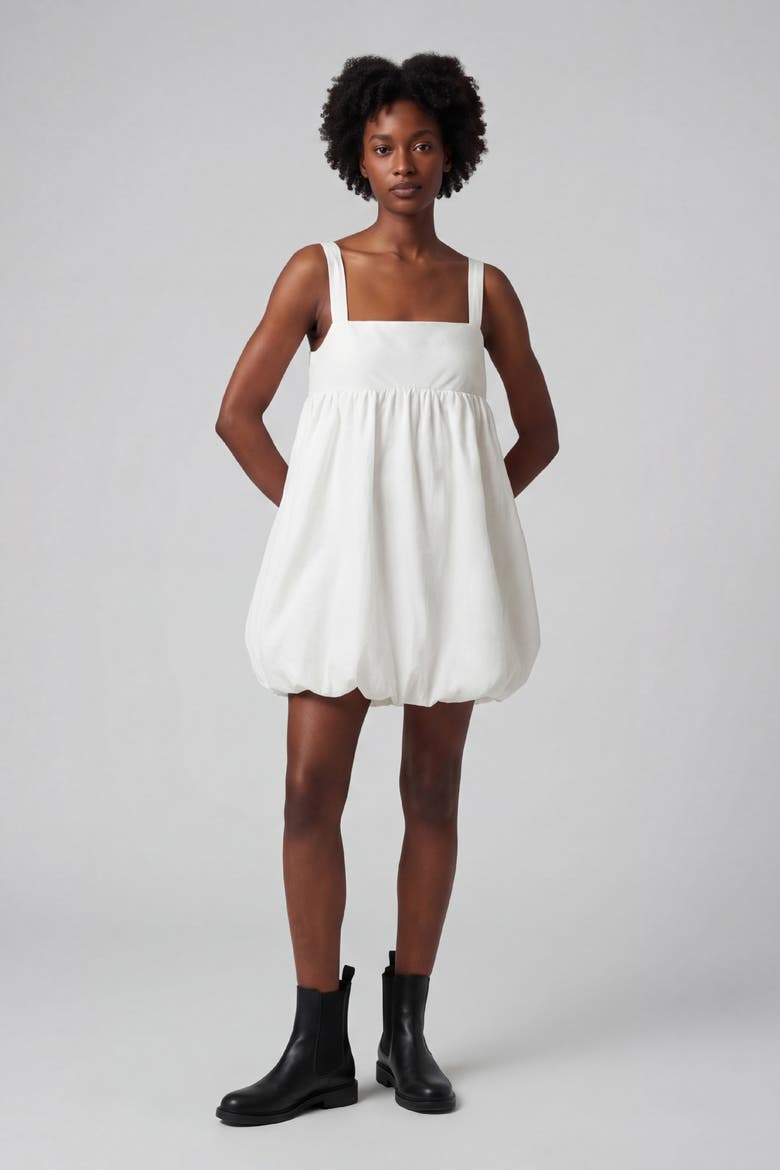 Brea Tie Back Bubble Dress, Main, color, White