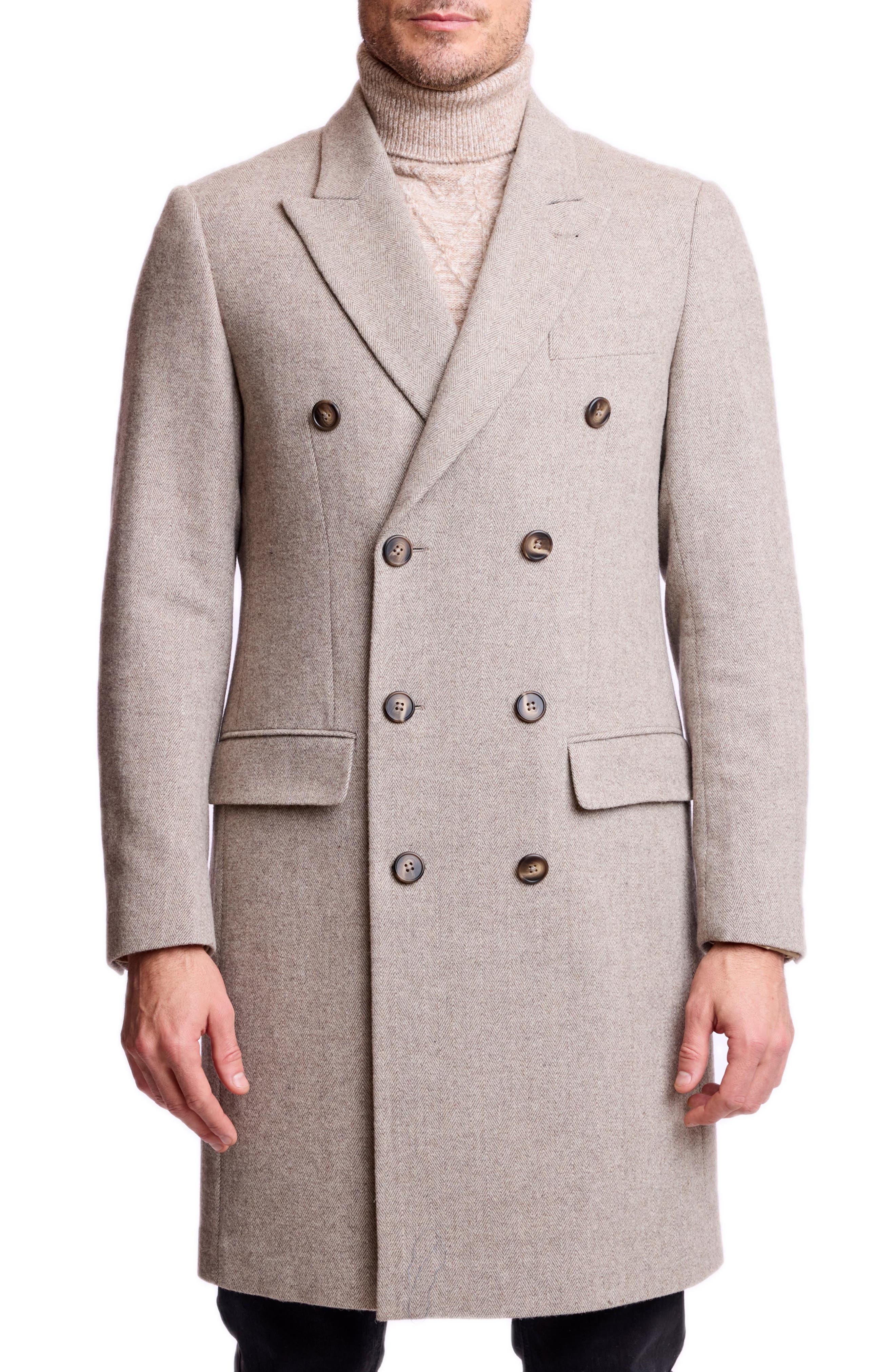 Peak Lapel Double Breasted Overcoat