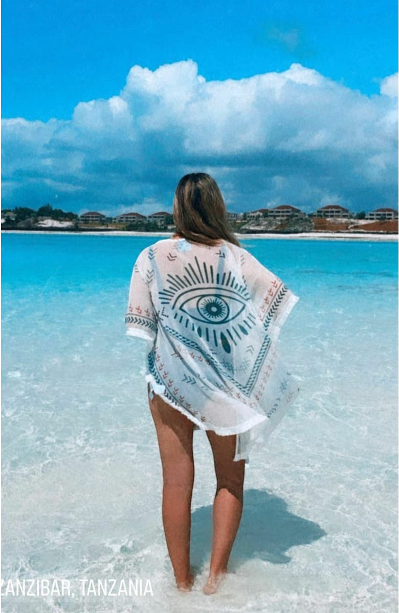 Biliblond Kaftan eye Gallabia, Alternate, color, White