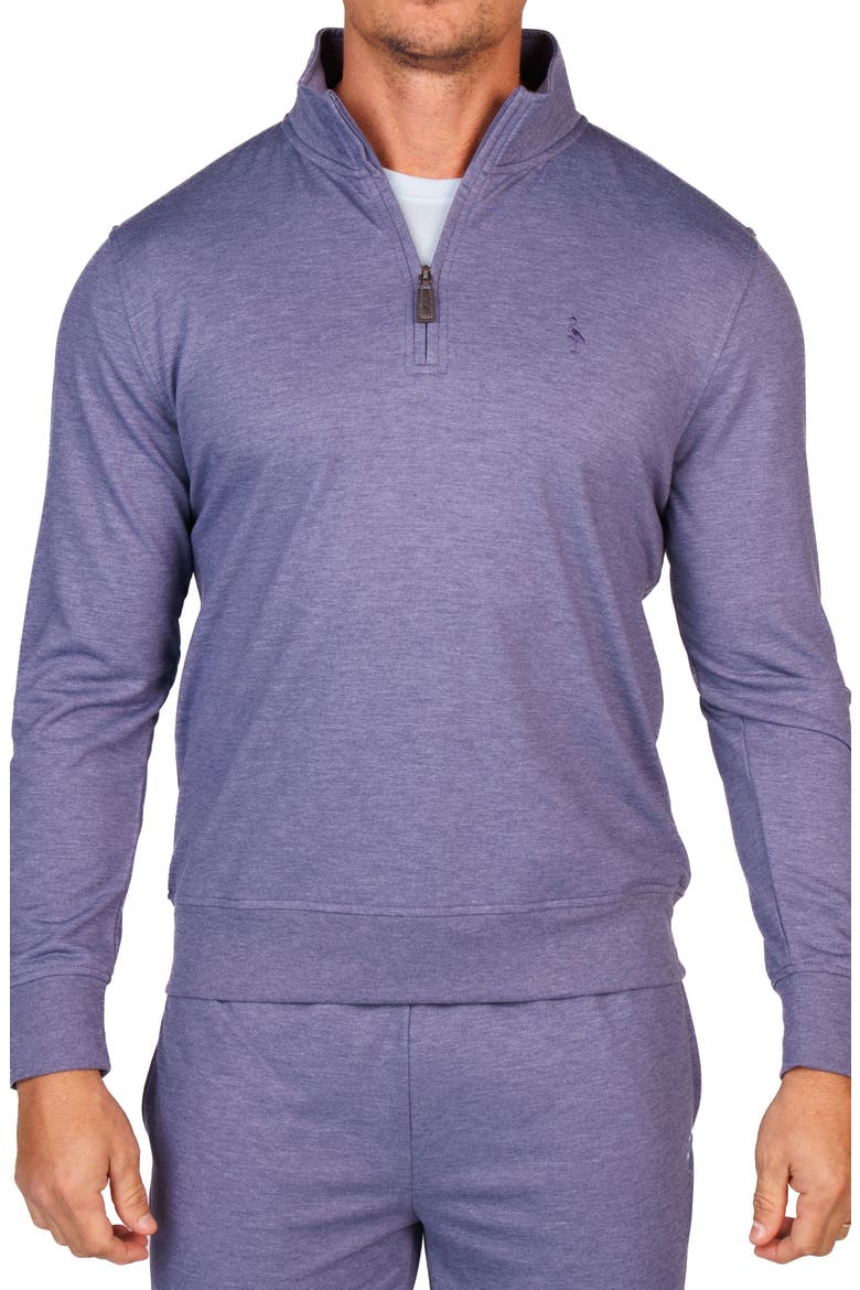 French Terry Quarter Zip Pullover, Alternate, color, DENIM BLUE