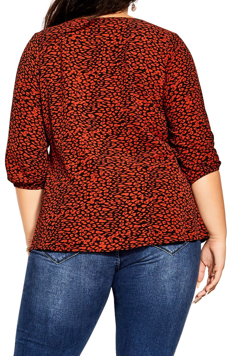 City Chic Leopard Lust V-Neck Top, Alternate, color,