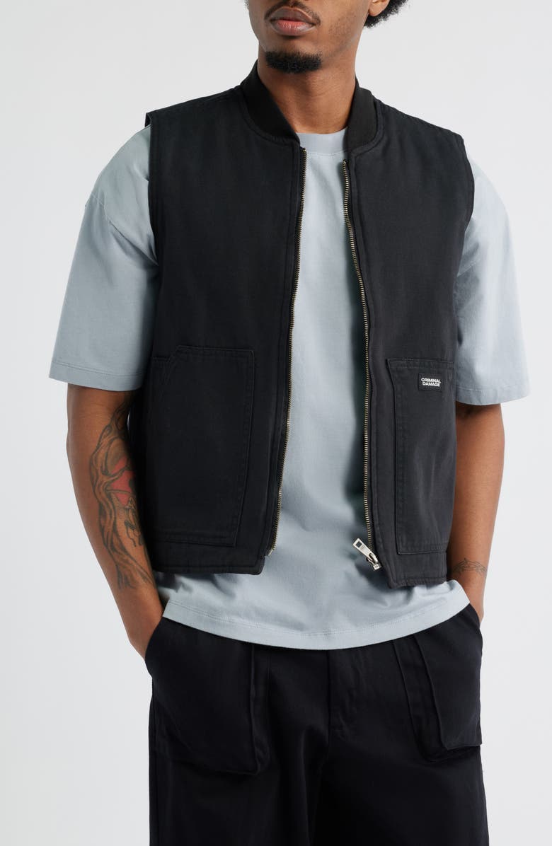 CRIMINAL DAMAGE Cotton Twill Workwear Vest, Main, color, 