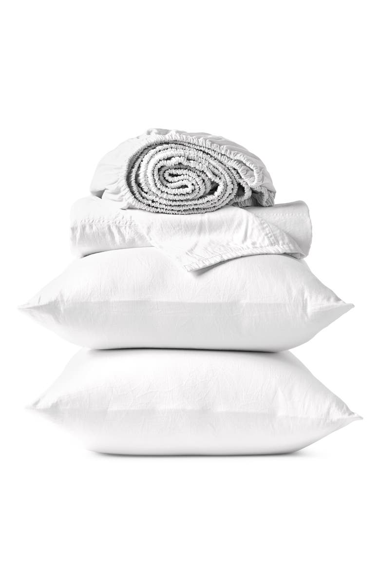 Coyuchi Classic Organic Cotton Sateen Sheet Set, Main, color, Alpine White