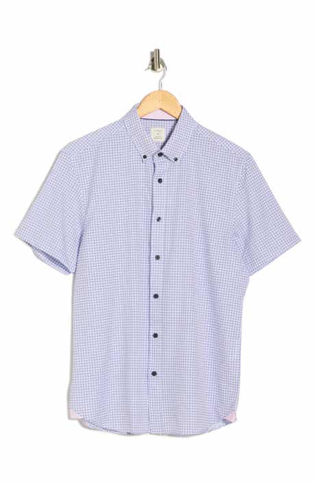 CONSTRUCT Slim Fit Geometric Print Short Sleeve Button-Down Shirt
