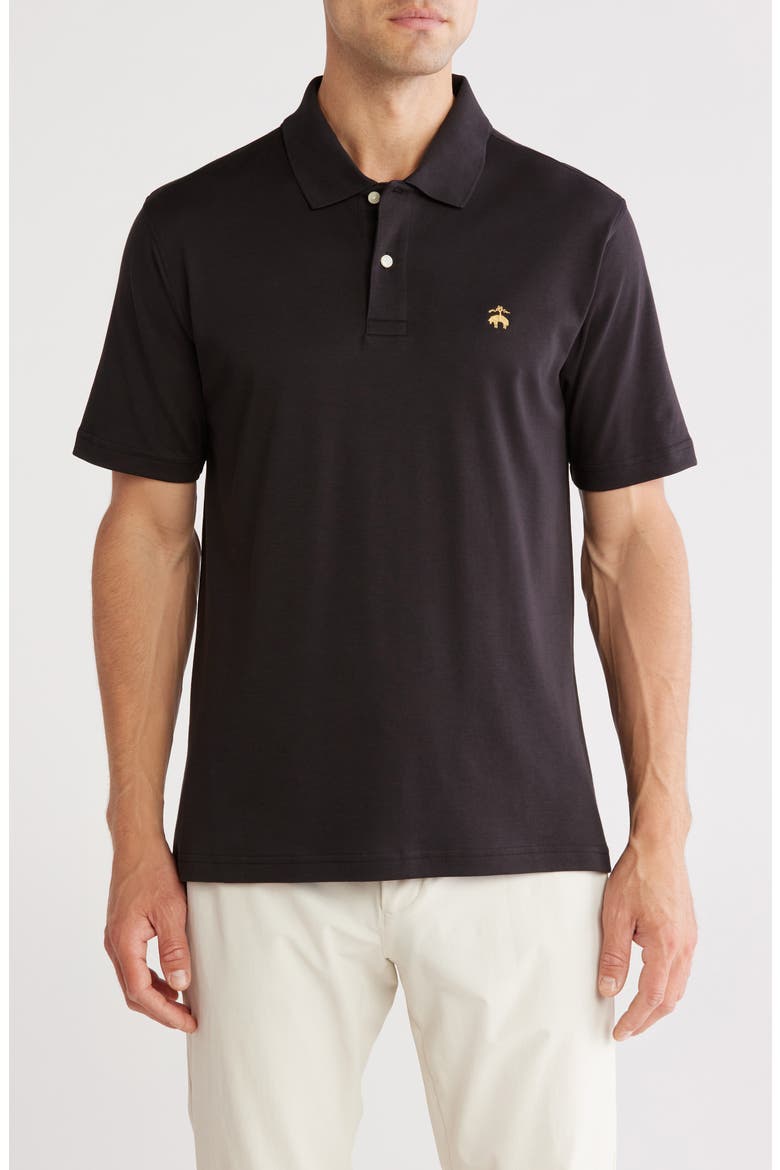 Cotton Interlock Knit Polo, Main, color, BLACK