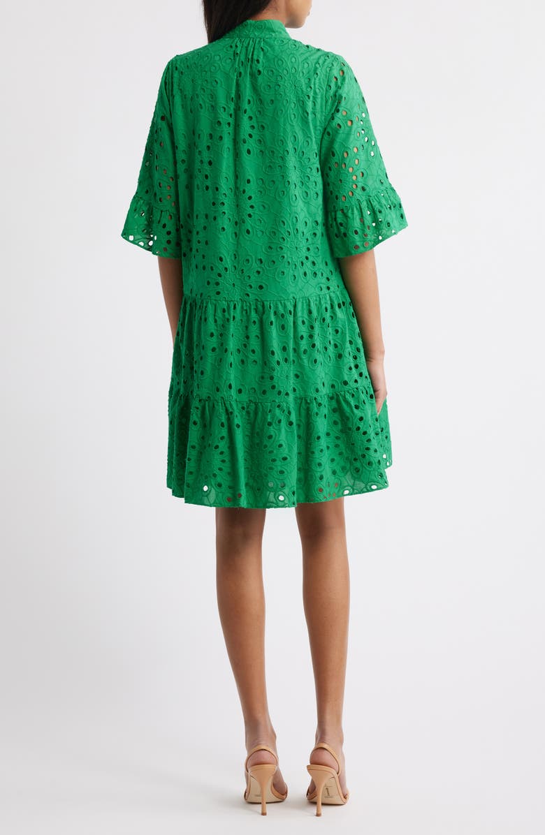 Anne Klein Eyelet Tiered Shirtdress, Alternate, color, 