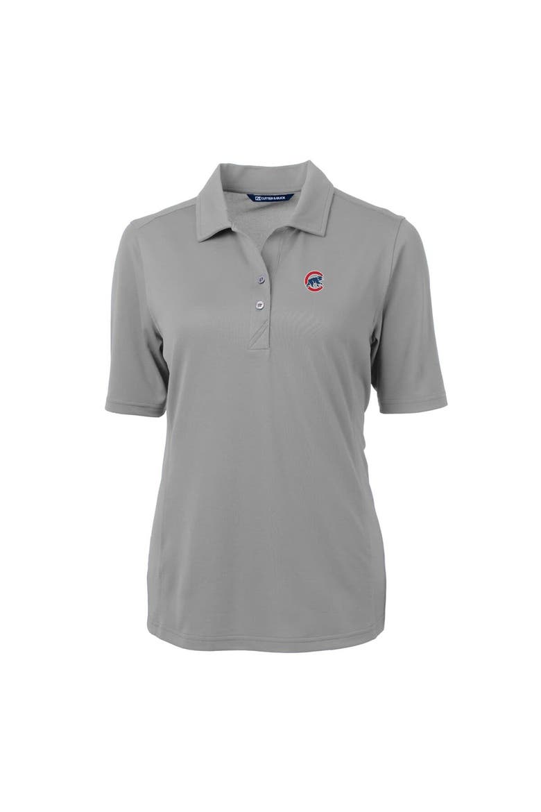 Women's Cutter & Buck  Gray Chicago Cubs DryTec Virtue Eco Pique Recycled Polo, Alternate, color, Gray
