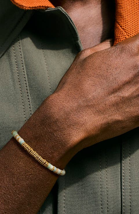 Heishi 14k Gold Quartzite Beaded Bracelet