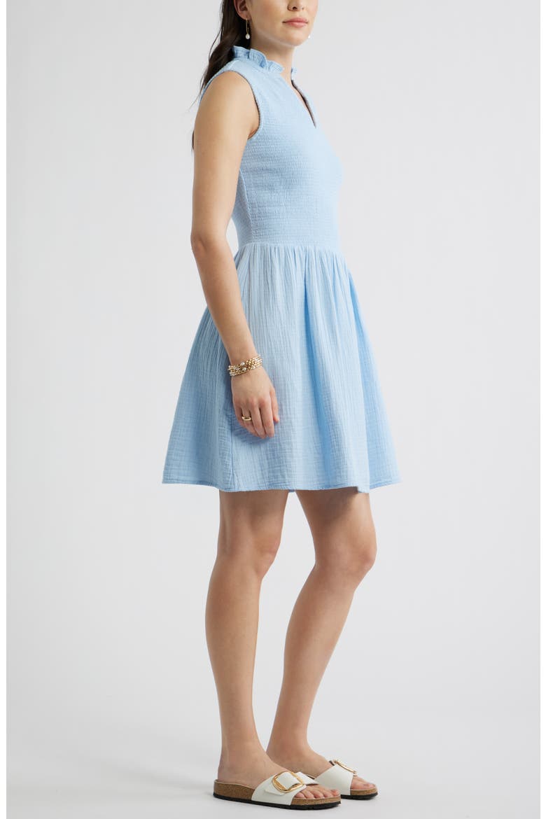 Smock Gauze Minidress, Alternate, color, BLUE WINDSURFER