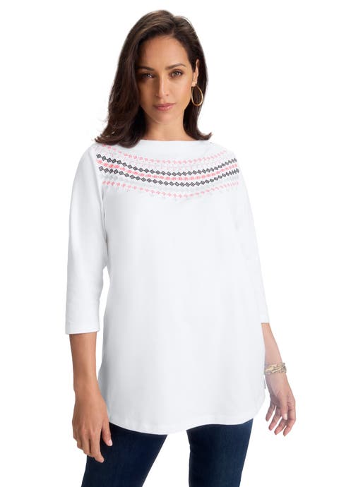 Stretch Cotton Boatneck Tunic (Plus Available)