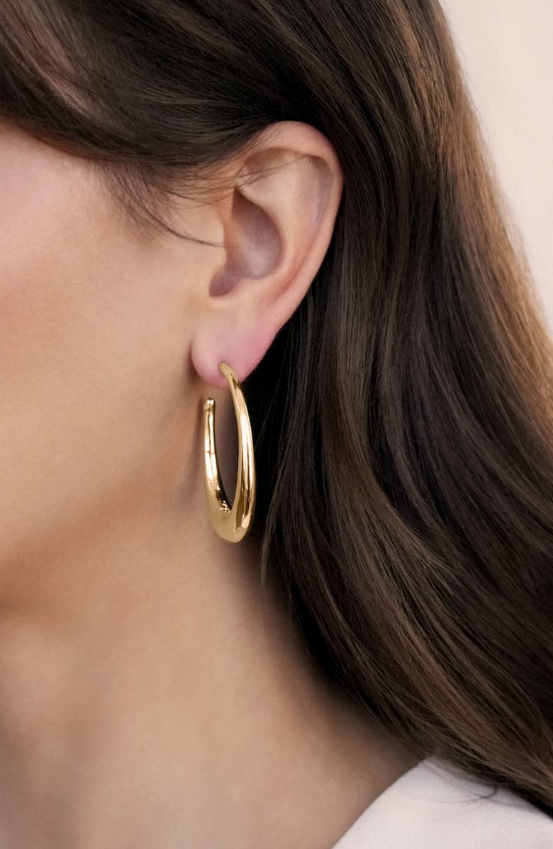 Ettika Smooth Oval Hoop Earrings, Alternate, color, Gold